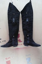 Overknees Lederdamenstiefel patchwork 80er TRUEVINTAGE 80s metal spike heels