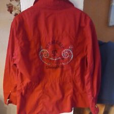 Damen Jeansjacke Rot Glitzer-Nieten 46/48