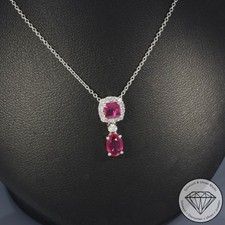 Wert 1850 € Diamant Rubin Collier 750 18 Karat Weiß Gold xxyy