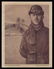 Seltener original Kunstdruck von 1916 Jagdflieger Oberleutnand Max Immelmann 