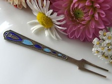 Antike Vorlagegabel 875°Silber vergoldet Emaille Russland um 1950 G2