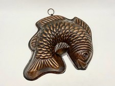 Vintage Kupfer Backform Kuchenform Puddingform Geleeform gebogener Fisch 27 cm