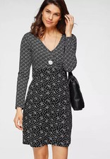 NEU: ZAUBERHAFT SHIRTKLEID WICKELOPTIK 36 38 40 BOYSENs schwarz weiss *39837836