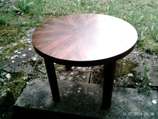 Deco Beistell Tisch Couchtisch 1925-35 rund Nußbaum Stammholz