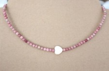 4,3 mm Facettierte Rhodonit Edelstein Kette , Süßwasserperle   43  cm ( TNt-42 )