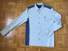 Fred Perry Laurel Wreath Hemd, Größe 40, grau blau, Bowlinghemd