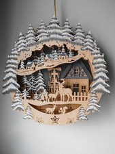 3D LED- Fensterbild, Leuchtsilhouette, aus Holz mit Timer, weihnachtlich