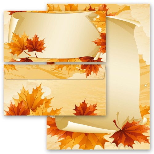 Briefpapier set herbstblätter - set,