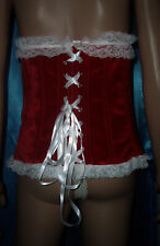 Edles Sissy Burlesque Spitzen Schnürkorsett XL Samt Satin rot/weiß & RV NEU (p2)