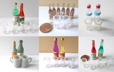 Wein Bier Limonade Gläser Flasche Weinglas Krug Wasser Puppenstube Miniatur 1:12