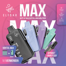 ELFBAR MAX E-Zigarette Refill System I 10ml Pods mit 20mg Nikotin I 650mAh Akku