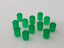 12 Lego Steine 1x1 rund transparent grün  NEU 3062b
