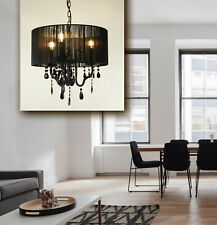 LED Pendel-Decken-Leuchte NOIR 3-flg. Kronleuchte Stoff-Metall-Kunststoff E14 