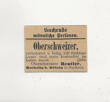 59/578 ANZEIGE AUS EINER ZEITUNG  WERBUNG VOR 1900 STELLENMARKT MOCKRITZ DÖBELN