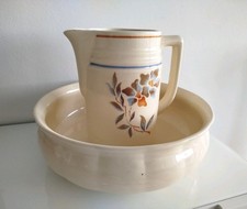 Antik Waschgarnitur Set Krug & Schüssel Steingutfabrik COLDİTZ -VEB 