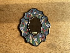 Spiegel mit breitem Rahmen, hinter Glasmalerei, Kunst der Völker, H 25 cm, B 21