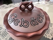 Gebäckdose Zwiebeltopf Keramik Gebäck Bechelter mit Deckel Braun Ø 18,5cm H- 8cm