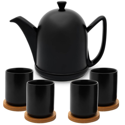 Schwarze teekanne liter matt - schwarze, 1