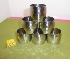 6  Serviettenringe Hammerschlag  silber Edelstahl  Ø ca. 5 cm  - H ca. 4,5 cm