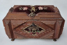 Kerbschnitzerei Schatulle Truhe Holz  AUS LIEBE Engel alt antik Antrag Hochzeit