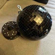 Spiegelkugel 20cm schwarz mit Motor Bunte LED batteriebetrieben Discokugel