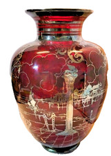 Rubinglas-Vase Silber-Deposit