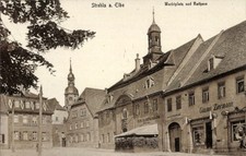Ak Strehla an der Elbe Sachsen, Marktplatz, Rathaus, Geschäft... - 4308271