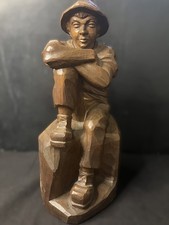 Alte Holzfigur sitzender Knabe Junge Schäfer ca.30  cm Original Schnitzerei 