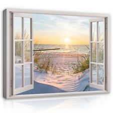 FENSTERBLICK MEER STRAND Wandbilder Fenster Leinwand Bilder Canvas Wohnzimmer 21