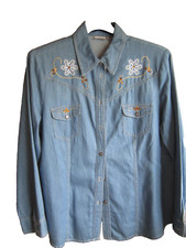 Gerry Weber Jeansbluse Bluse mit Stickerei M Gr. 42 blau