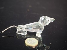 Hund, Dackel aus böhmischem Bleikristall, 7 cm lang, sehr gut erhalten