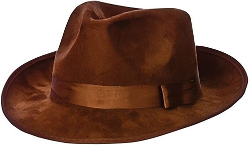 Brauner wildleder fedora - wildleder,