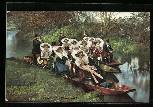 Ansichtskarte spreewald fahrt - ansichtskarte, spreewald,