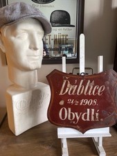 Antike historische Blechschilder Feuerwehrwache  aus Prag um 1903-1947