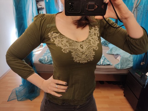 Boho hippie langsshirt khaki - langsshirt,