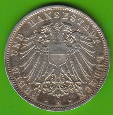 Münze Silber Lübeck 3 Mark