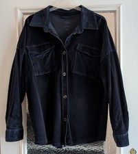 Dunkelblaue Hemdjacke Breitcord-Jacke oversized Gr. 40