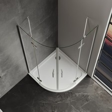 IMPTS Halbrund Duschkabine Viertelkreis 80x80x195cm Runddusche Duschabtrennung