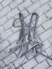 2x Pferde Trense Trensenzaum Vollblut COB Echtleder schwarz mit Strass Zaumzeug 