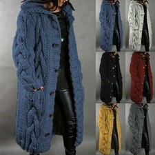 Damen Lange Strickjacke Mantel