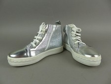 SHO.E.B. Damen Sneaker 37 silber Glitzer Kunstleder Turnschuhe High Top (19725)