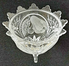 Obstschale  Glas antik , 3 Füße ; Gew.  1030 g, Ø oben ca. 14,5 cm, H. ca. 11 cm