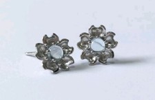 Hellblaue Apatit-Ohrringe - 925 Silber, Blumenform