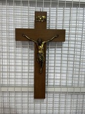 Altes Wandkreuz Holz Messing