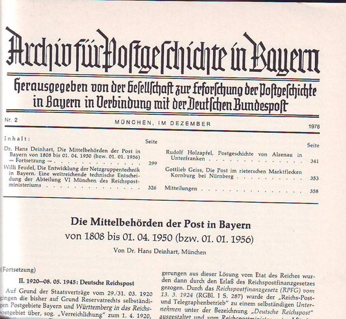 Archiv für postgeschichte - für, in