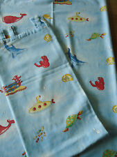 2 Blickdichte maritime Vorhänge mit Schlaufen + Röllchenband aus 100% Baumwolle