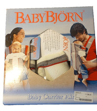 BabyBjörn Baby Tragesitz Air Baby Carrier grau-weiss, rote Streifen, originalver