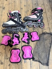 Inliner Set Verstellbar Gr.33-36 Mädchen Rosa mit Schützern Crane Skates Roller