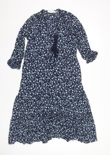 H&M Damen blau Blumen Midi