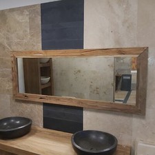 Spiegel Wandspiegel Flur Bad Teak Altholz Rahmen massiv handgefertigtes Unikat